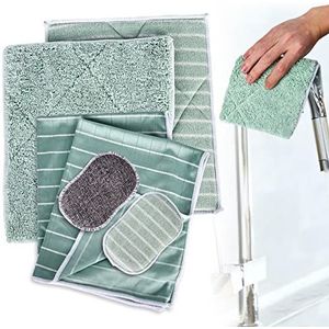 Aicharynic Bamboevezel reinigingsdoekjes, set van 6 bamboe doeken, poetsdoeken, poetsdoeken, bamboe-poetsdoeken, streepvrij, pluisvrij, extra absorberend, duurzaam voor ramen, keuken, huishouden, auto