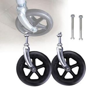 met rubberen rolstoelwielen, Set van 2 antislip vervangende voorwielen for rolstoelen met schroeven, veelkleurig, 6/7/8 inch(Schwarz,150mm-6inch)