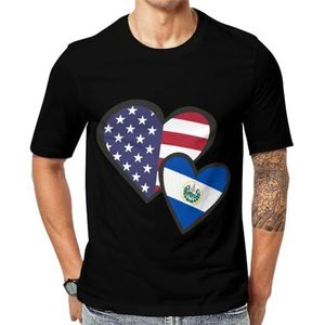 Interlocking Hearts Amerikaanse El Salvador vlag heren korte mouw grafisch T-shirt ronde hals print casual T-shirt 6XL
