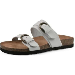 WHITE MOUNTAIN Platte damessandalen, Wit leer., 39.5 EU