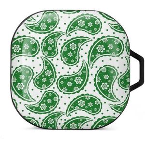 Groen paisley-patroon oordopjes hoesje compatibel met Samsung hard shell beschermhoes zwart-stijl