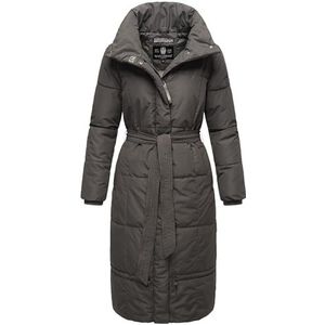 Navahoo Mirenaa Winterjas voor dames, warme gewatteerde jas, extra lang met riem, S-XXL, antraciet, S
