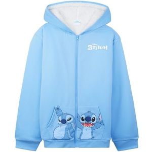 Disney Stitch Hoodie voor meisjes tieners 6-14 jaar, sherpa fleece gevoerde jas, ritssluiting capuchon sweatshirt voor meisjes, Blauwe Stitch, 13-14 jaar