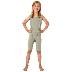 Normann Care Kinderpyjama, verzorgingsbody, zonder mouwen, uniseks, met diagonale ritssluiting op de rug, grijs, 128