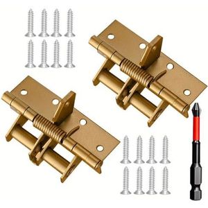 Deurveerscharnier, Veerbelaste deurscharnieren met schroeven, veelkleurig(2pcs golden)