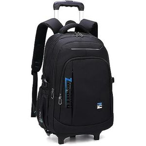 NOGRAX Schooltas Junior Middelbare School Rolling Rugzakken Wielen Tas Trolley Schooltassen Met Wielen Reizen Bagage, 2wielen Blauw, Eén maat