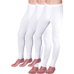 HERMKO 3540 lange onderbroeken voor heren, met gulp, verpakking van 3 stuks, verschillende kleuren, biologisch katoen, wit, XXL