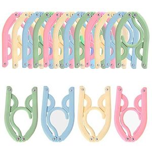 Opvouwbare kleerhangers voor op reis, 16 stuks, draagbare kleerhangers, reishangers, kunststof, reiskleerhangers voor thuis, camping, hotel, reizen (4 kleuren)