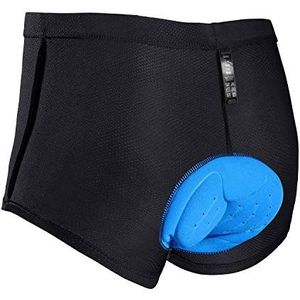 JXJFOZ Fietsonderbroek voor heren, gevoerd, fietsonderbroek met zitkussen, fietsonderbroek met 3D-gel, zwart, L