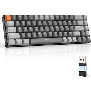 MAGIC-REFINER RK68 Draadloos Toetsenbord, 60% Mechanisch Gaming Toetsenbord, Bluetooth 5.0/2.4 GHz Dual-mode, Compacte 68 toetsen, Hot Swappable Blauwe Schakelaar, voor PC/MAC/Tablet/Smartphone