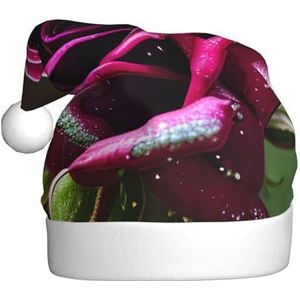 SSIMOO Dew Rose pluche kerstmuts voor volwassenen, feestelijke feesthoed, ideaal feestaccessoire voor bijeenkomsten