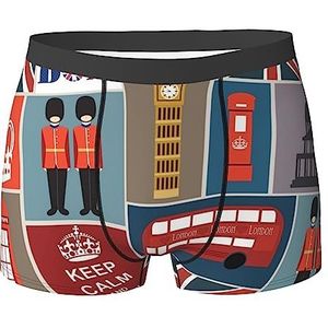COMAAM Engeland Symbolen Heren Boxer Shorts (Multi-Faceted) Heren Elastische Boxer Shorts Leggings Onderbroek, Zwart, L