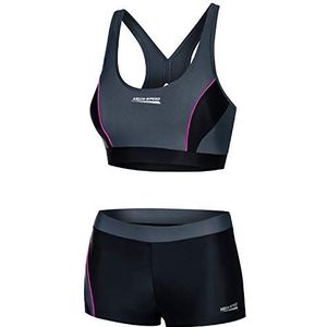 Aqua Speed Sport Bikini Set Ladies Girls | Top Bustier | Two Piece Swimsuit Aquafitness | sporty Swimwear | Swimming Pool | Pool | Size 36, 139 Black - Gray - Pink | Fiona