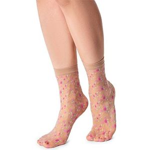 LORES Fancy damessokken met patroon, korte pure popkous, vrije maat 20 DEN, Prato Natuurlijk, One size