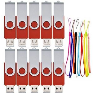 1GB USB 2.0 Stick 10-pack Flash Drive Swivel Bulk Memory Sticks 1 GB Pendrive Red Jump Drive Datastick Multipack Pen Drive Promotionele Give-aways met led-indicator voor opslag door FEBNISCTE