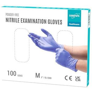 EUROPAPA® 100 x nitrilhandschoenen, lila box, wegwerphandschoenen, onderzoekshandschoenen, nitril handschoenen, poedervrij, zonder latex, niet-steriel, latexvrij, wegwerphandschoenen (M, Lila)