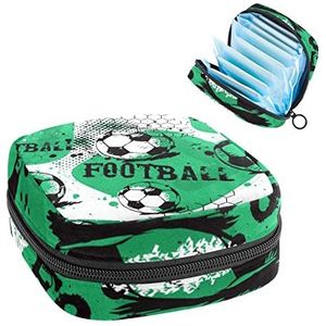 Periode Pouch Draagbare Tampon Opbergtas,Tampon Houder voor Portemonnee Vrouwelijke Product Organizer,Voetbal Voetbal Sport, Meerkleurig, 4.7x6.6x6.6 in/12x17x17 cm