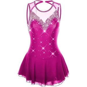 Nnnydjy Kinderen Kunstschaatsen Dansjurken Meisjes Mouwloos Professioneel IJsschaatskostuum Gymnastiekkleding Eenvoudig Royaal Leotard Balletrok Handgemaakt,D,11_13Years