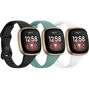 Chainfo compatibel met Fitbit Versa 4 / Versa 3 / Sense 2 / Sense Watch Strap, Premium Soft Silicone Watch Band Replacement Wristbands (G [Pack of 3])
