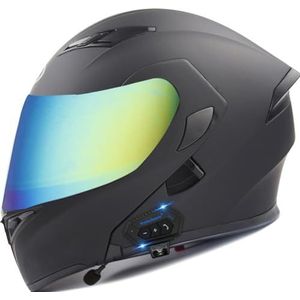 Omkeerbare Motorhelm Met Snelsluiting Volledige Motorhelm Bluetooth-Helm Met Anticondens Ingebouwd Dubbel Vizier DOT/ECE-Goedgekeurd Voor Racen 6,L(59-60CM)