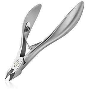 FERYES nagelriemtang 1/2 kaak - professionele roestvrijstalen nagelriemschaar en dubbele veren nagelknipper verwijderaar pedicure manicure tool, FL-N300, zilver (zilver)