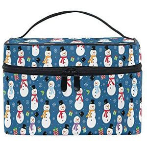 Kerst Leuke Baby Sneeuwman Make-up Tas voor Vrouwen Cosmetische Tassen Toilettas Trein Case