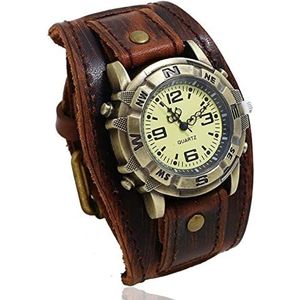 Punk Armband Horloge for Mannen Vrouwen Vintage Gothic Hip-hop Polshorloge Brede Lederen Band Manchet Polshorloge (Color : C)