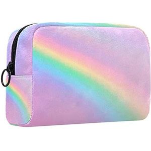 Cosmetische tas voor dames,kleine make-uptas voor portemonnee,Roze kleurrijke regenboog,Cosmetische reistas,make-uptasje