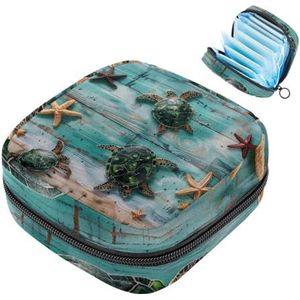 MUOOUM Vintage Houten Zeeschildpad Shell Maandverband Opbergtas Draagbare Menstruatie Tas Voor Vrouwen Tiener Meisjes Menstruatie Cup Pouch Nursing Pad Houder