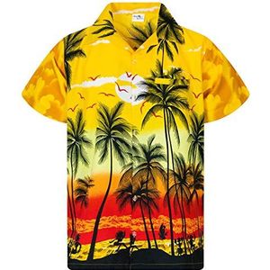 Funky Hawaiiaans Overhemd, Hawaii-Overhemd, Korte Mouw, Beach, Geel, XL