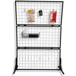 Grid Wandrek Panelen met wielen Display Stand met roosterpanelen Rack Metalen roosters Staande rek voor winkels Art Fair Space Saving zwart 150highand100wide