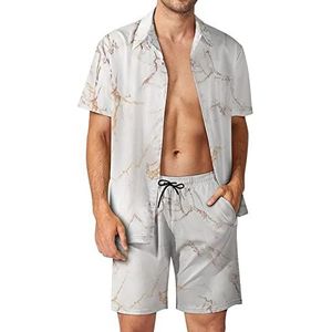 Koper Rose Goud Marmer Mannen Hawaiiaanse Bijpassende Set 2 Stuk Outfits Button Down Shirts En Shorts Voor Strand Vakantie