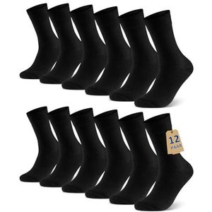 Libella 12 paar zwarte katoenen zakelijke herensokken sportsokken ademend Kuitsokken Sokken voor heren Zwart 43-46