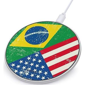 USA Brazilië Amerika Vlag Draadloze Oplader 10W Max Draadloos Opladen Pad Compatibel met IPhone Galaxy Mate