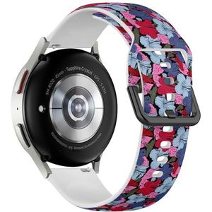 Sportieve zachte band compatibel met Samsung Galaxy Watch 6 / Classic, Galaxy Watch 5 / PRO, Galaxy Watch 4 Classic (Hibiscus Flowers Buds Retro) siliconen armband accessoire