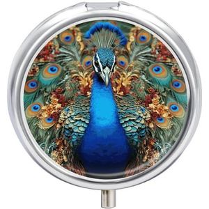 Elegante Pauw Pillendoos Mini Pil Case Pocket Pil Case voor Mannen Reizen Pillendoos Leuke Pil Organizer 3 Compartiment Geneeskunde Pil Organizer Pil Container Pillenhouder