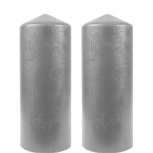 Bestgoodies Waskaarsen (2 stuks) grijze stompkaarsen Ø 6 cm x 13,5 cm - kaars in vele kleuren, lange brandduur - gemaakt in de EU - kaarsen blokkaarsen