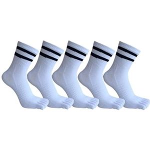 ZUGLQYSX Vijf-Toed Sokken 5 Paar Man Vijf Vinger Sokken Katoen Gestreept Effen Eenvoudige Zweet-Absorberende Ademend Warm Zachte Elastische Teen Sok Voor Atletisch Hardlopen, 5 paar wit, EU39-44