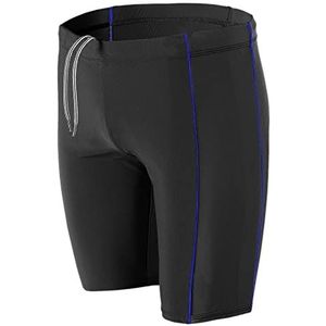 Aquarti Heren Lange Zwembroek Jammer met Biezen, Zwart/Blauw, M