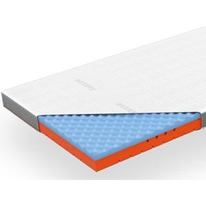 Genius eazzzy Topper Premium Cube Advance Hoogte 9 cm, 2-in-1 omkeerbare matrasbeschermer met koelfunctie traagschuim, ademende overtrek met antibacteriële werking, afmetingen 200 x 200 x 9 cm