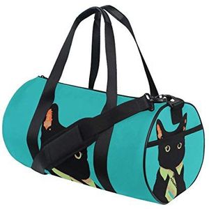AJINGA Zwarte kat stropdas reizen plunjezak sport bagage met rugzak riemen voor sportschool