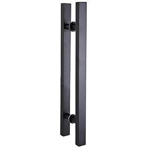ZDXHIJNW Gate Hardware zwart roestvrij staal verf vierkante buis geschikt voor glazen deur/ingelijste deur/schuifdeur/houten deur/push-pull deur (zwart 600 × 400 mm) (kleur: zwart, maat: 500 x 300 mm)