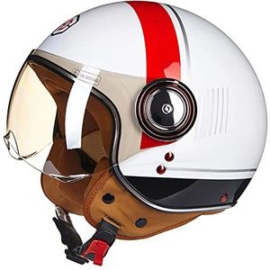 3/4 motorfiets halfhelm, heren en dames retro open helm DOT gecertificeerd vintage licht ademende zonnebrandhelm voor scooter Street Cruiser bromfiets Decoration