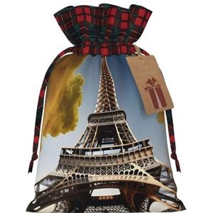 Cityscape Parijs Eiffeltoren Frankrijk Herbruikbare Gift Bag-Trekkoord Kerst Gift Bag, Perfect Voor Feestelijke Seizoenen, Kunst & Craft Tas