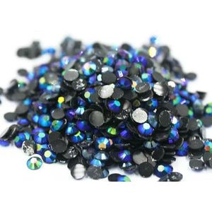 Groot pakket 2-6mm Hars Flatback Kristallen AB Zilveren onderkant Hars Niet-hotfix Strass Nail Art Strass Kledingstuk-Jelly Blauw AB-4.0mm SS16-10000st