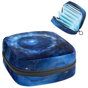 MUOOUM Blue Galaxy Swirl Maandverband Opbergtas Draagbare Menstruatie Tas Voor Vrouwen Tiener Meisjes Menstruatie Cup Pouch Nursing Pad Houder