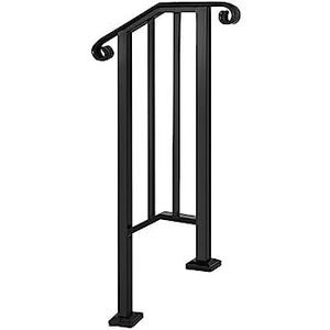 Leuning Picket #1/2/3/4/5 Past 1 Tot 5 Stappen Wit Zwart Smeedijzeren Trap Leuning Met Installatie Kit Rails Outdoor Elektrisch, tuin- en handgereedschap(Black 1-Step)