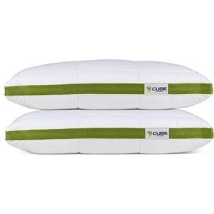 Vitapur Hoofdkussen 40 x 80 Cube - Je sleutel tot de groene droom I Uitgerust met comfortabel hybride traagschuim I Verrijkt met rustgevende Aloë Vera, huidvriendelijk. Set van 2