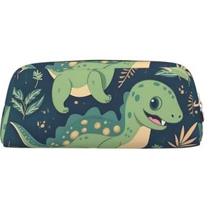 Leuke Dinosaurus Gedrukt Lederen Etui Draagbare Reizen Make-up Tas Grote Capaciteit Toilettas Rits Opbergtas voor Vrouwen Meisjes, Goud, Eén maat, Tas Organizer