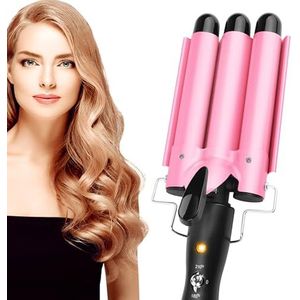 Krultang voor haar, 3-staafjes krultang met instelbare temperatuur, 25 mm, snelle verwarming, grote golf voor lengte/kort, haarstylinggereedschap